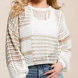 Blu Pepper White and Tan Knit Sweater